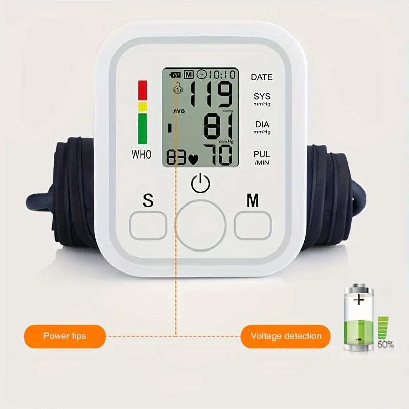 Blood Pressure Monitor Upper Arm Automatic BP Cuff Machine with LED Display for Home Use Health Care