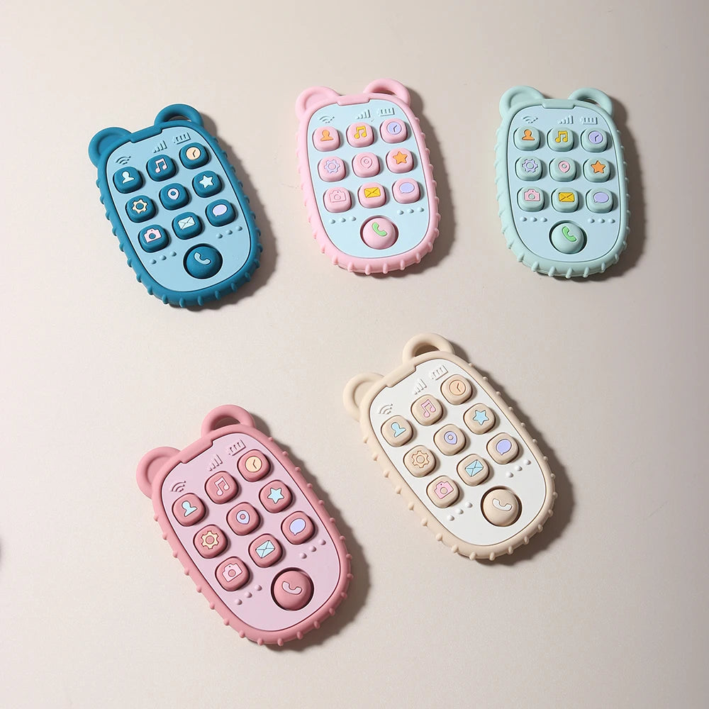 Cute Baby Silicone Mobile Teether Food Grade Safe Teether Cute Cartoon Bear Ease Teeth Pain Toy Teething Gift
