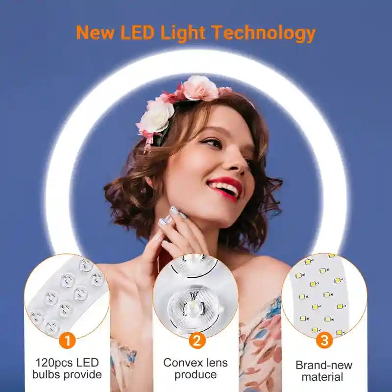 18 Inch LED Ring Light with Tripod - Professional Content Creation Kit Tidesmit
