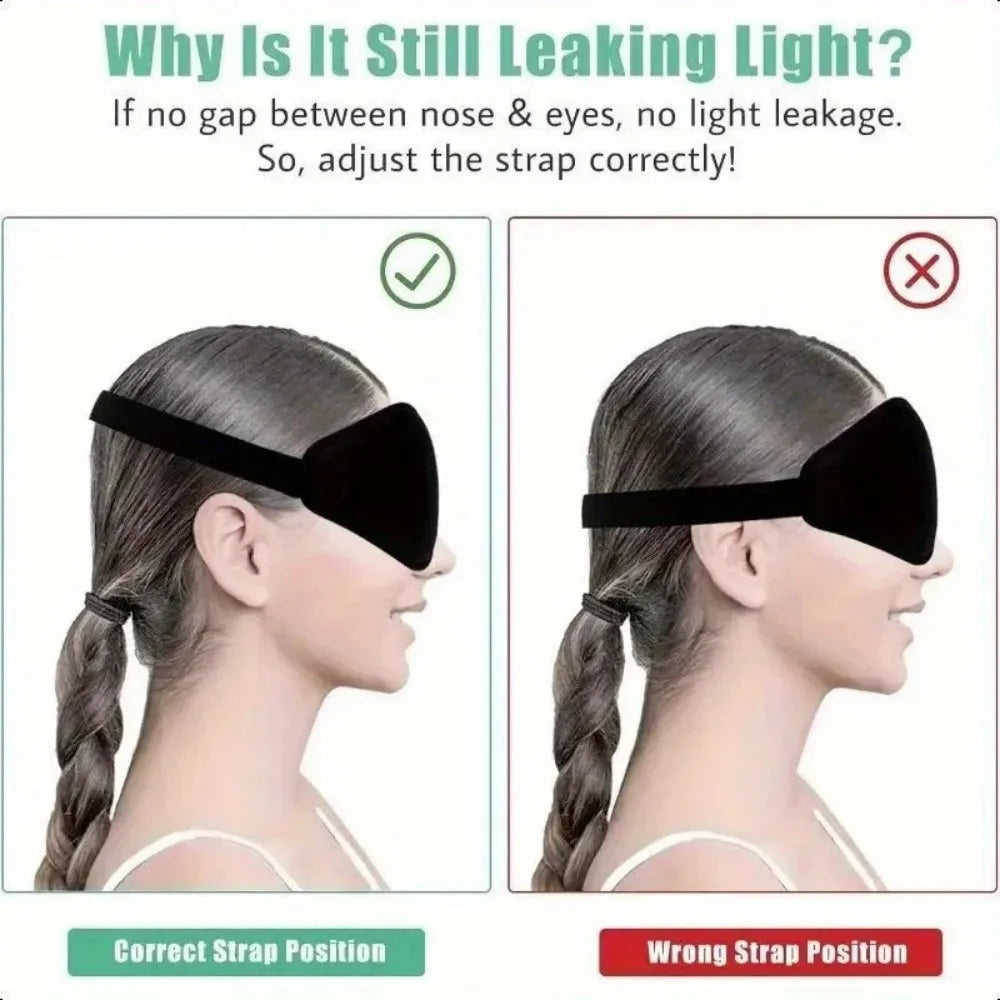 3D Eye Mask, Comfortable & Breathable Sleep Mask with Nose Pad, Adjustable Size Eye Cover for Sleeping, Travel & Nap, Blackout