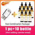 Portable scalp applicator liquid comb with 10 dropper bottles for hair loss treatment and scalp care oil application.