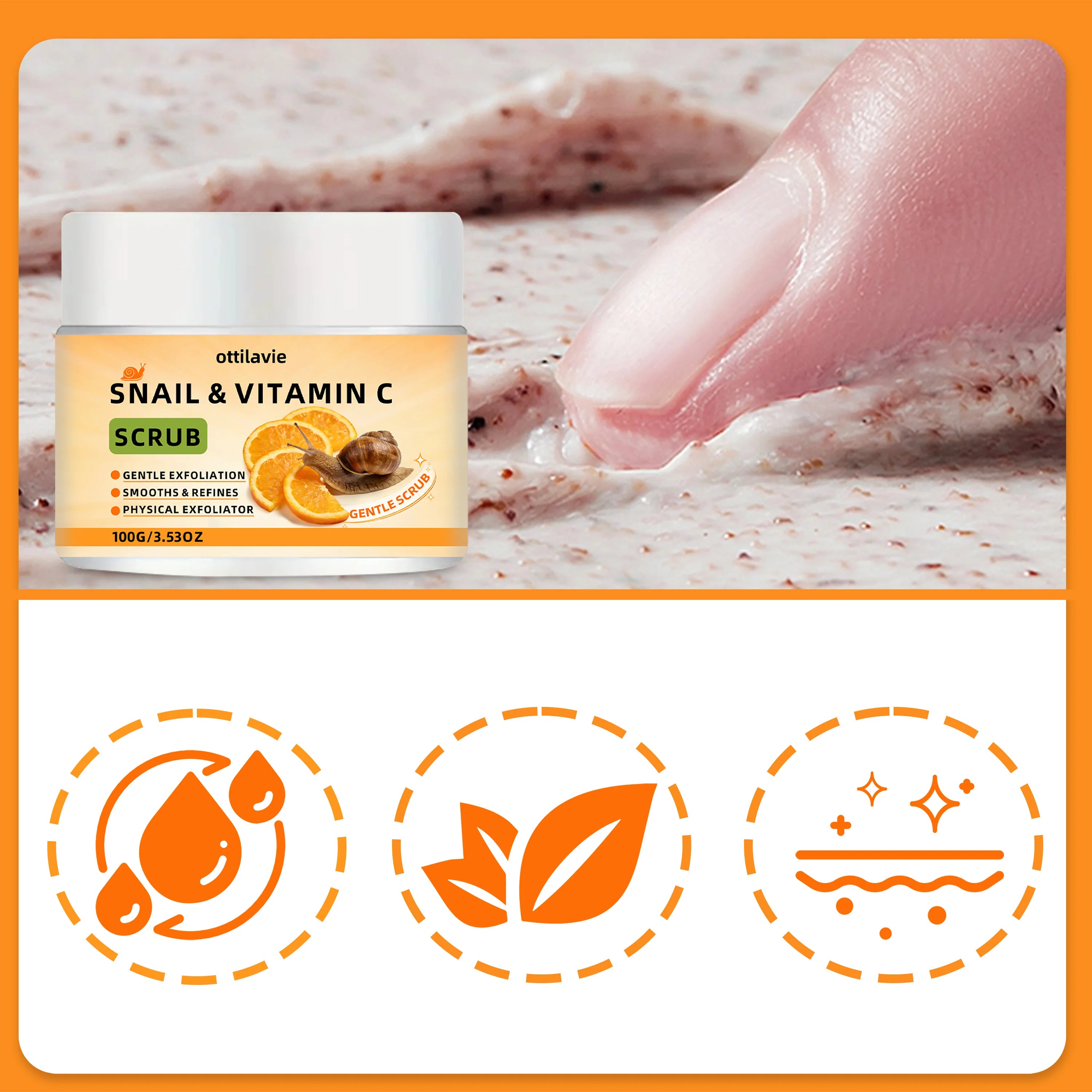Snail Vitamin C Face & Body Scrub - Gentle Exfoliating Treatment Scrubs Treatments Tidesmit