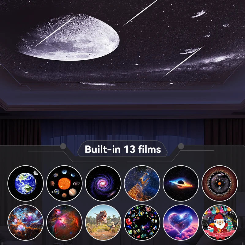 Galaxy Star Projector 12-in-1 Lamp - Rotating Night Light Black Tidesmit