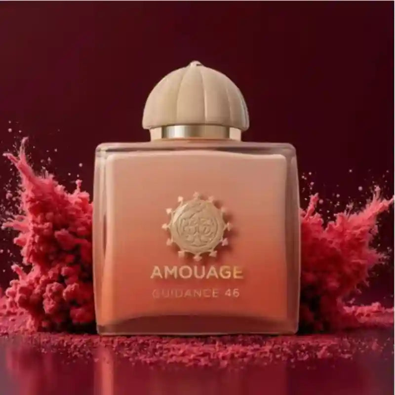 Amouage Guidance 46 Women's EDP: 100ml floral oriental chypre perfume in a square glass bottle with a rounded beige cap.