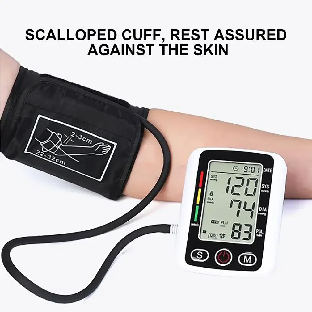 Digital Arm Blood Pressure Meter Cuff Medical Automatic Pressure Tonometer Tensiometer Heart Rate Pulse Meter BP Monitor Healthy