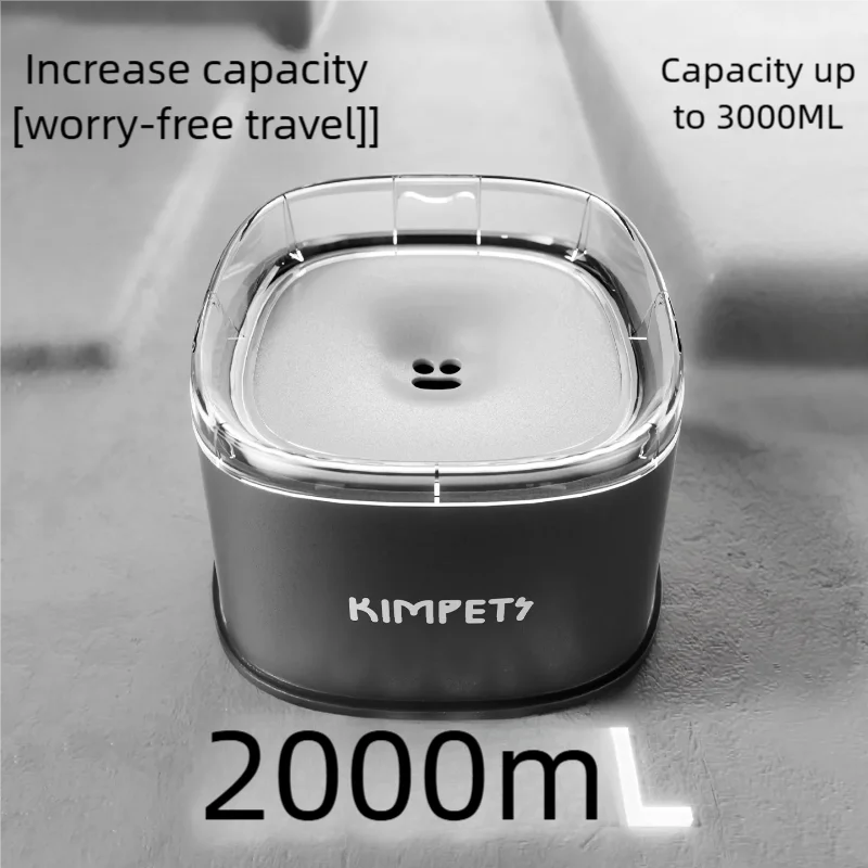 Grey 3000ml spill-proof dog water bowl. Slow feeder pet dispenser prevents messes for cats and dogs.