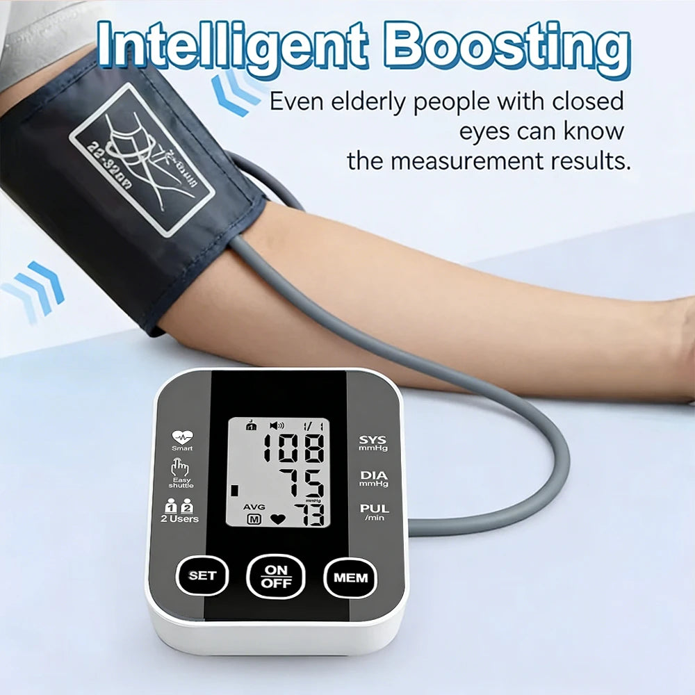 Arm Blood Pressure Meter Digital 36cm Cuff Automatic Pressure Tonometer Medical Tensiometer Heart Rate Pulse Meter BP Monitor