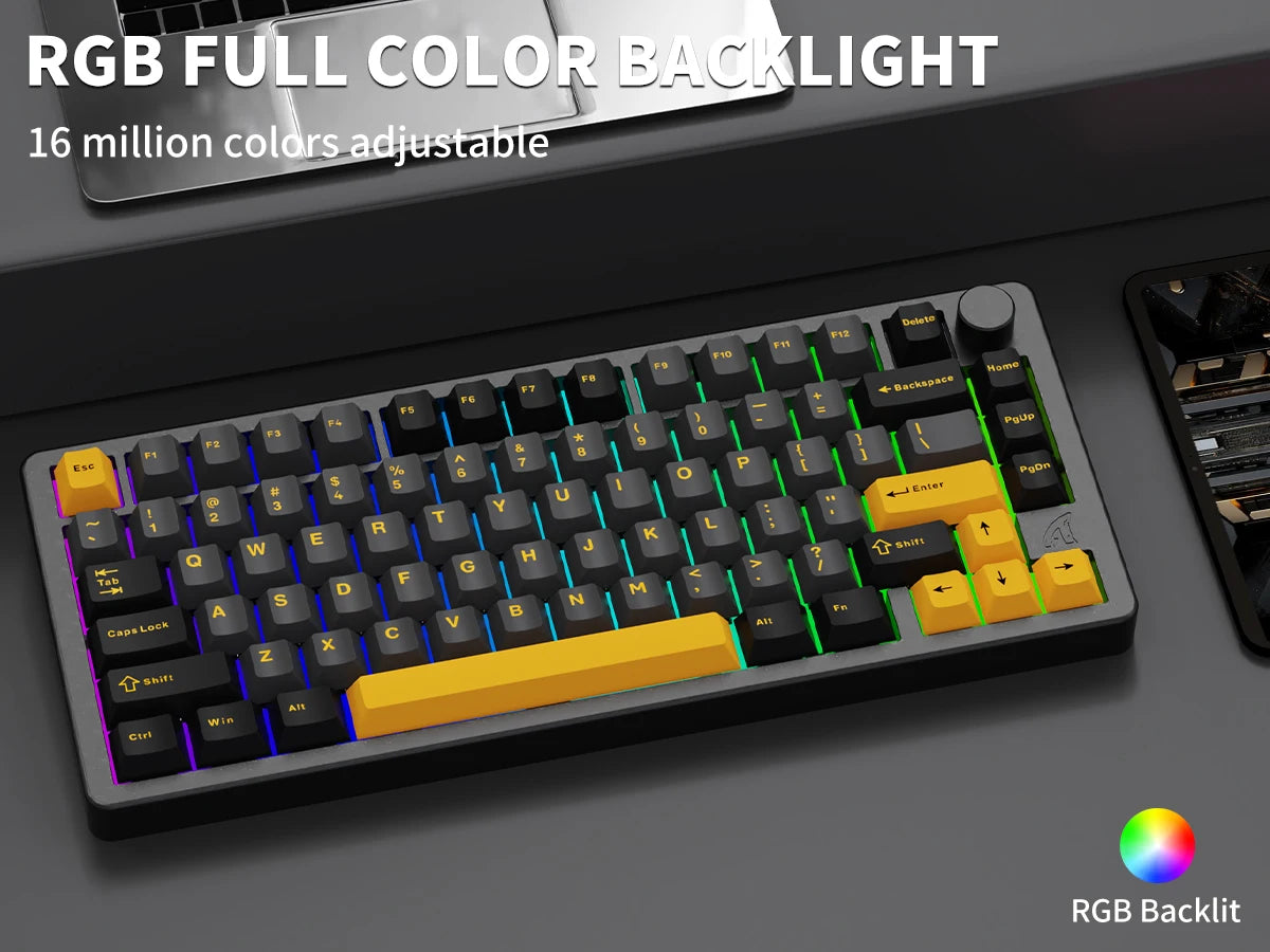 ATTACK SHARK X86 75% Aluminum CNC Wireless Mechanical Gaming Keyboard with Volume Knob,82 Key Gasket Hot Swappable RGB Custom Keyboard,PBT Keycaps,BT/2.4GHz/USB-C for Mac/Win-Starshine Black