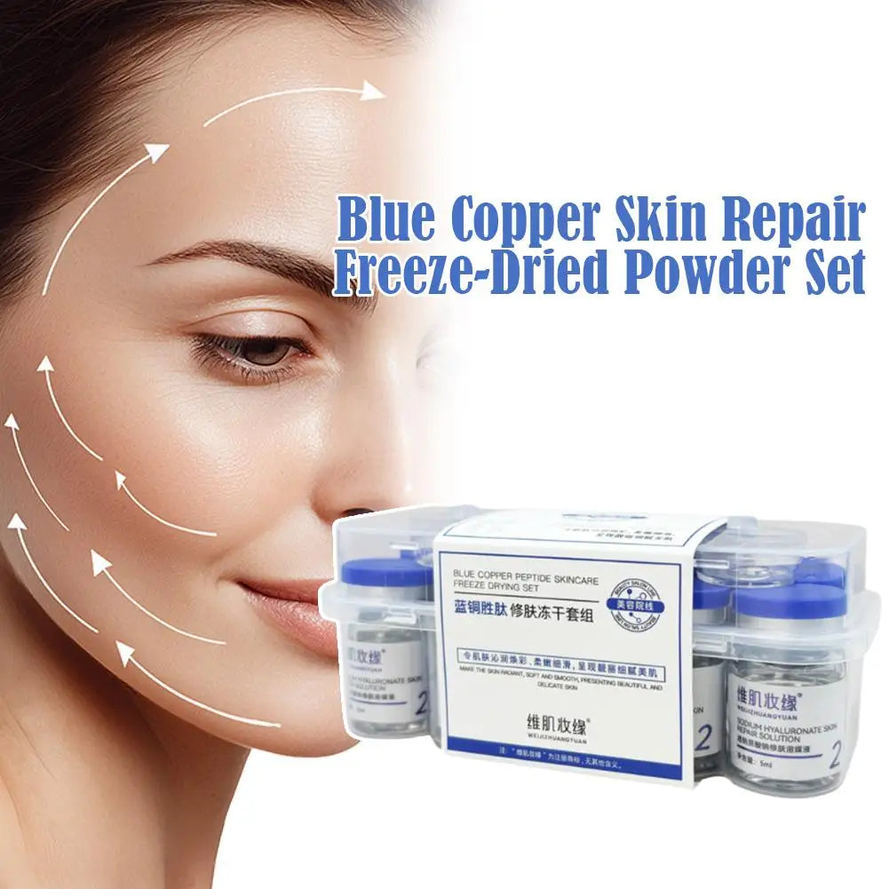 GHK-Cu 99% Copper Peptide Freeze-Dried Powder Blue Copper Anti Wrinkle Plump Firm Skin Fade Lines Repair Barrier Set