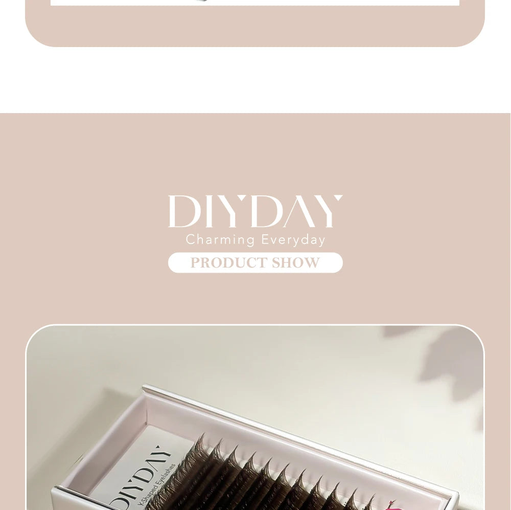 DIYDAY YY Shape Eyelash Extensions C D L LU Curl Brown Lashes Natural Soft Premade Volume Fans Two Tips Y-Shaped False