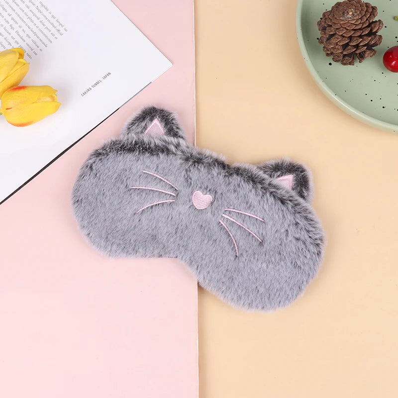 1pc Sleeping Mask Sleeping Blindfold Soft Plush Eye Masks Cute Cat Eye Cover Plush Mask Eyepatch Nap Health Eye Cover