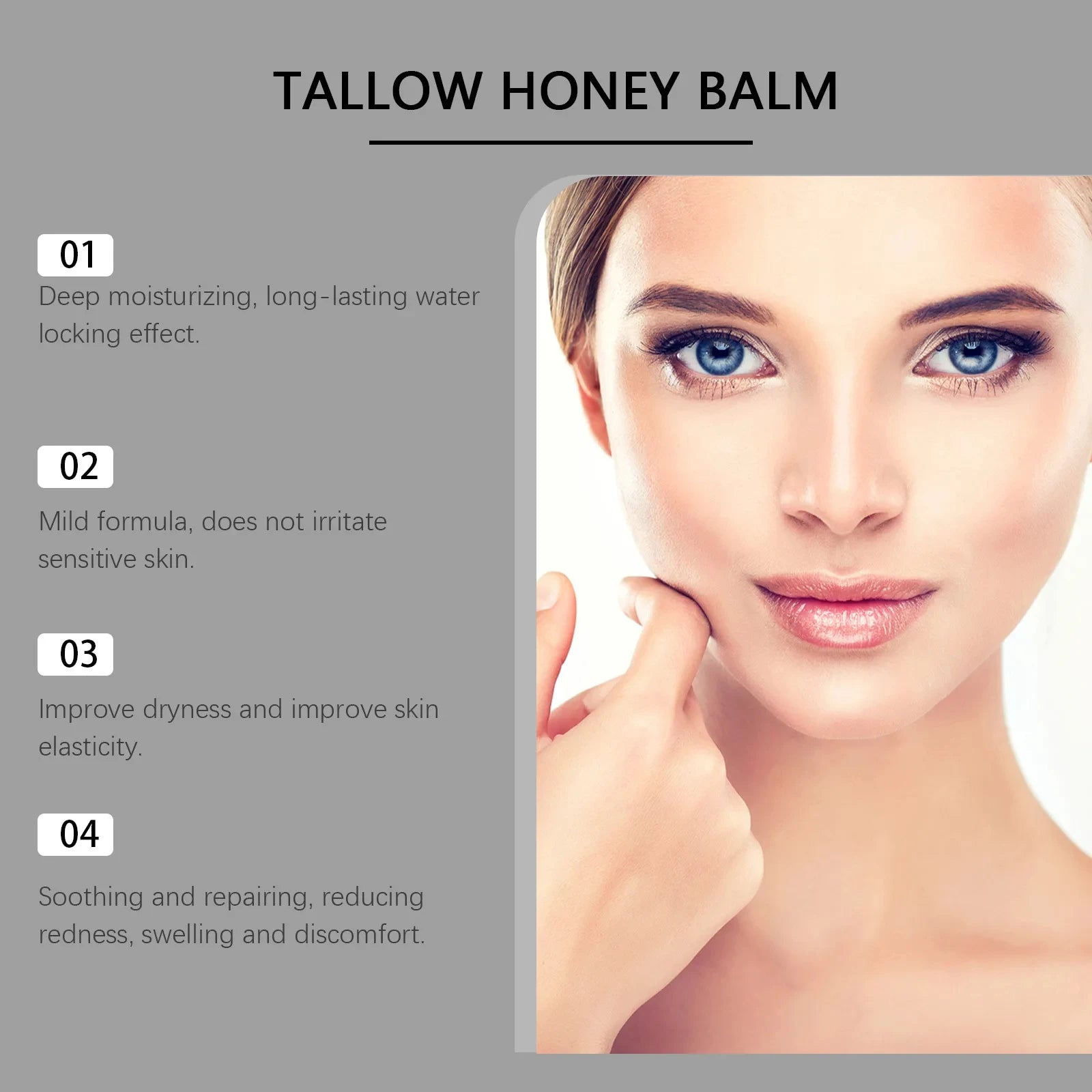Organic Grass-Fed Beef Tallow Balm With Honey Soothen Nourishing Dry Skin Improves Elasticity Moisturizing Cream For Soft Smooth