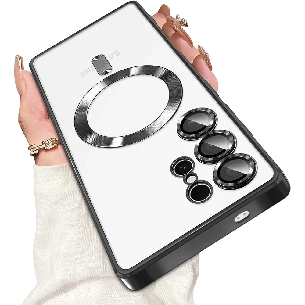 Magnetic Phone Case for Samsung Galaxy S26 Ultra - Shock-Absorbing Plating Black Tidesmit