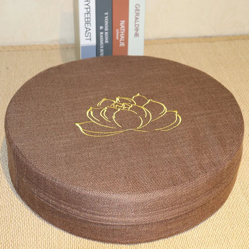 40X6CM Yoga Meditation Linen Cushion Hard Lotus Texture Meditation Cushion Backrest Pillow Tatami Mat Removable Washable
