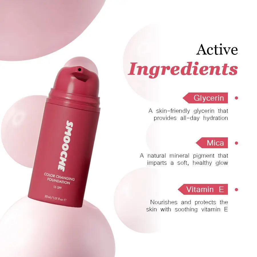 Tidesmit color changing foundation providing flawless auto tone adjusting coverage for daily face makeup