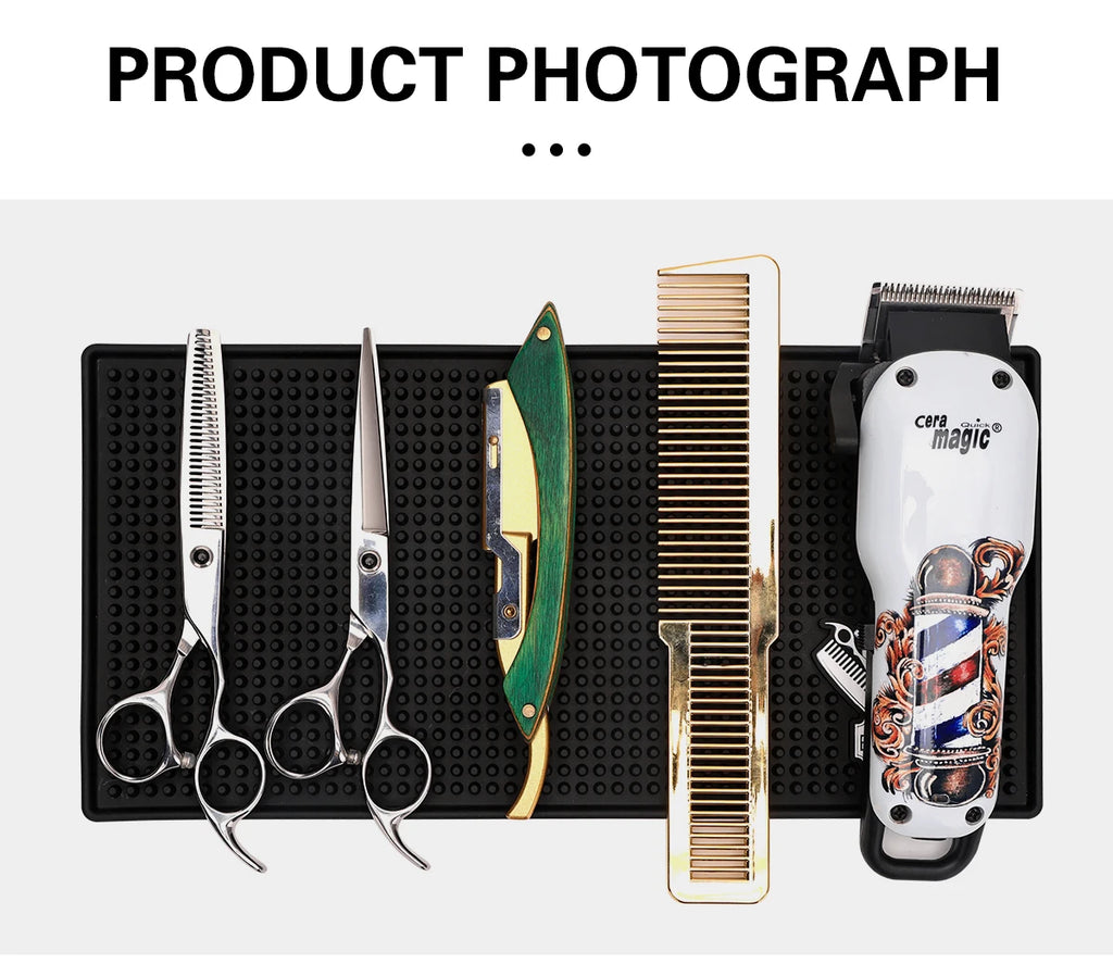 Barber Station Mat | Non-Slip Heat-Resistant Hair Tool Organizer Massage Chairs Tidesmit