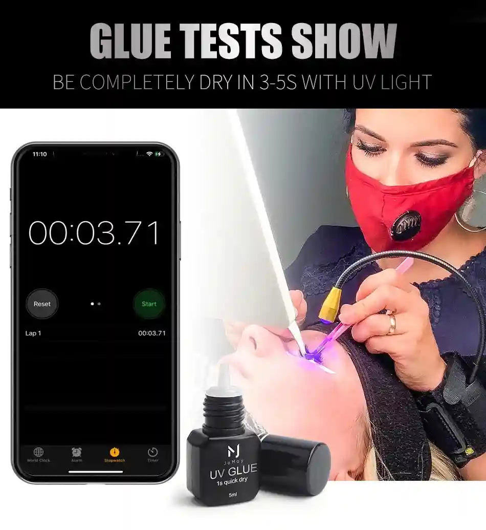 UV Eyelash Extension Glue 5ml - 0.1s Fast Dry Strong Hold Eye Massage Instrument Tidesmit
