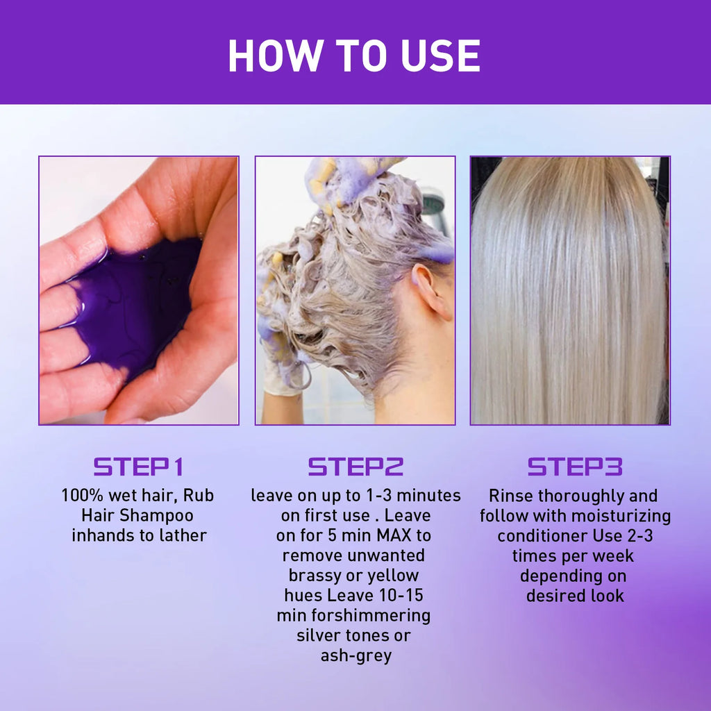 Gray Color Fixing Hair Dye Shampoo Fading Non-irritating Yellow Bleach for Hair Rapair Cover Grey Purple Shampoo for Blonde Hair