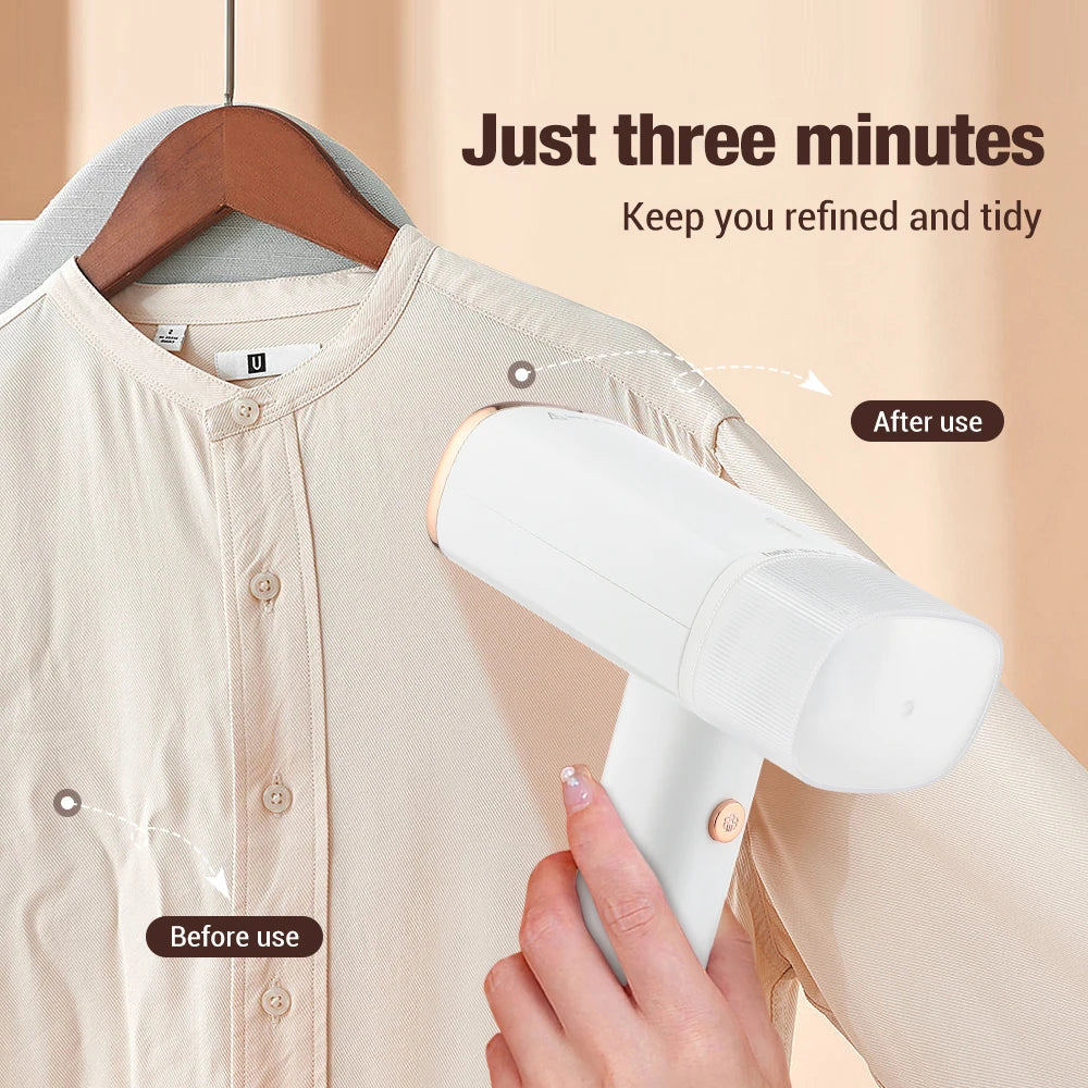 Tidesmit 1000W handheld garment steamer with 130ml tank for portable fabric wrinkle removal and travel ironing.