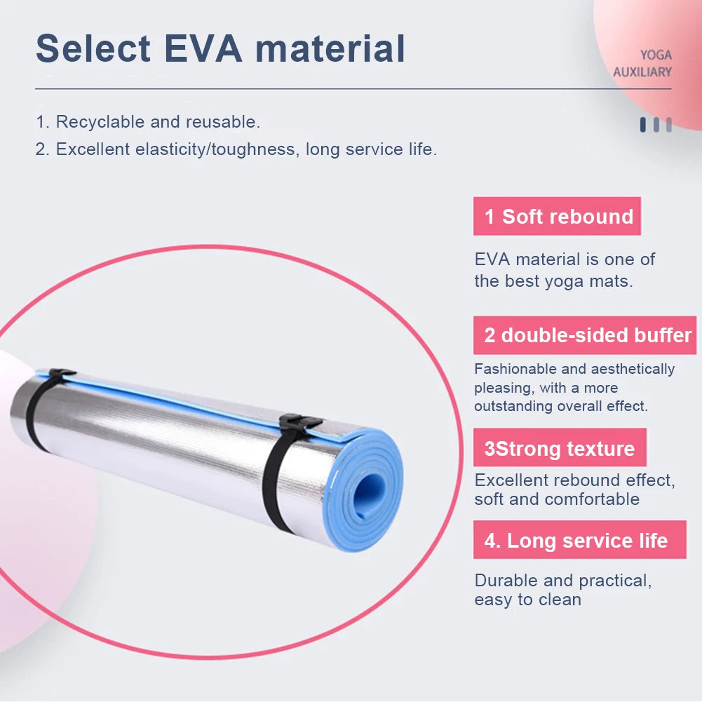 Waterproof Yoga Mat Moisture-proof Yoga Mat Thickened Aluminum Membrane Exercise Mat  for Yoga Pilates Fitness with Bandage