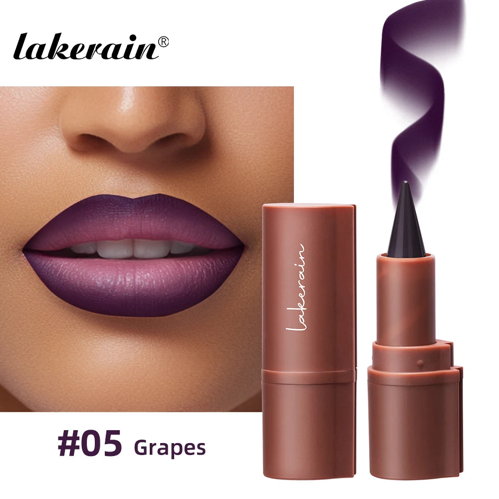 Lakerain matte grape purple gradient lip liner pen for long-lasting waterproof lip makeup application.
