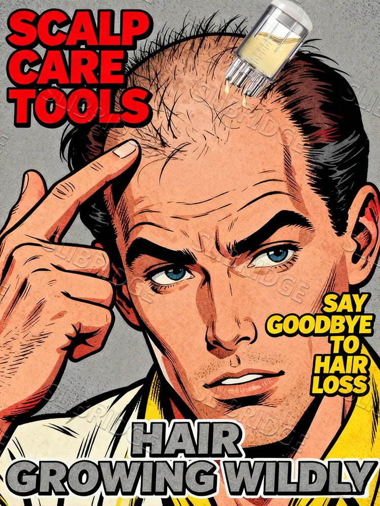 Portable scalp liquid applicator comb for hair loss treatment, featuring precise liquid guiding and massage pins.