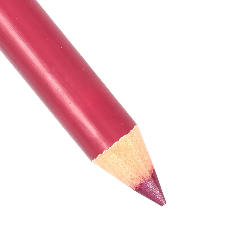 Waterproof velvet matte lip liner pencil in a vibrant berry-pink shade for long-lasting lip makeup.