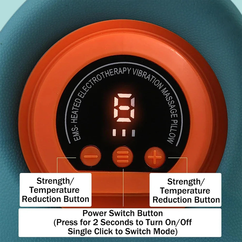 Electric Neck Massager with Heat Therapy - Blue Rechargeable Relief Massage Cushion Tidesmit
