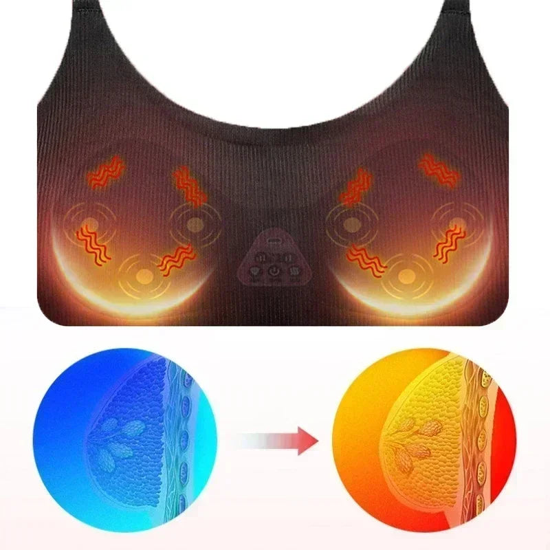 Electric Breast Massager with Heat and Vibration - Black Tidesmit Massage Chairs Tidesmit