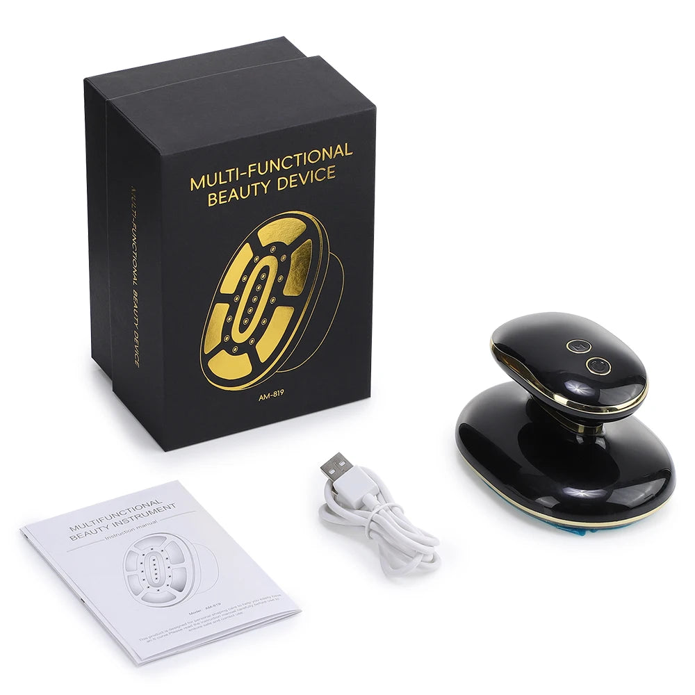 4-in-1 electric body slimming massager and cellulite remover with EMS, RF, charging cable, and box.