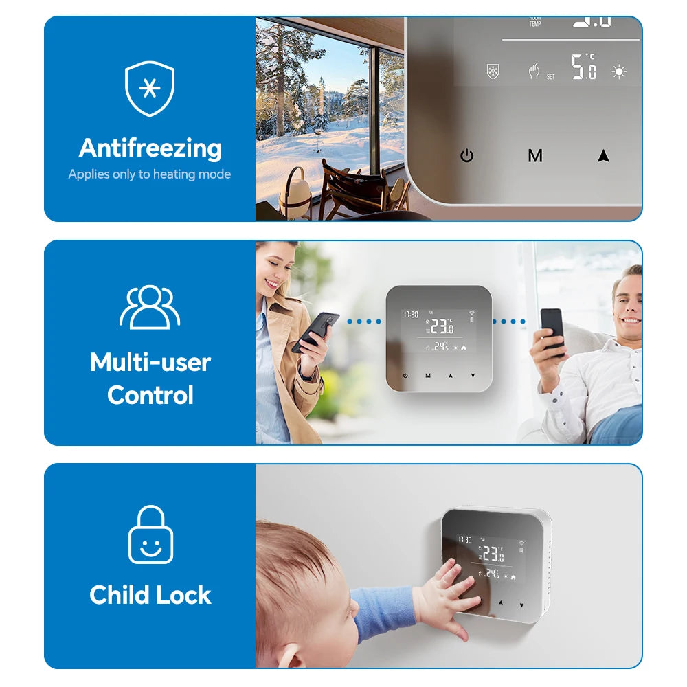 WiFi Thermostat for Boiler Battery Powered Accurate Heating Cooling Control for Your Home Compatible with Alexa Google Alice