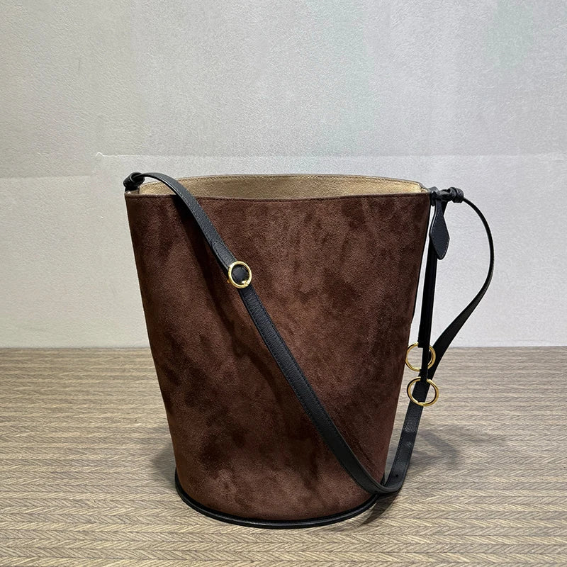 2026 New Bucket Bag Rear Saddle Design High end Leather Shoulder Bag Leather Crossbody Bag