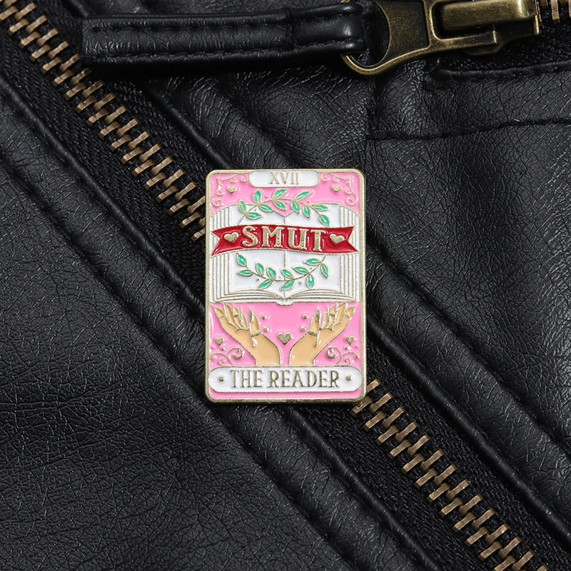 SMUT THE READER Brooch Tarot Card Enamel Pin Fashion Cartoon Lover Book Brooch Lapel Backpack Badge Jewelry Gift For Friends