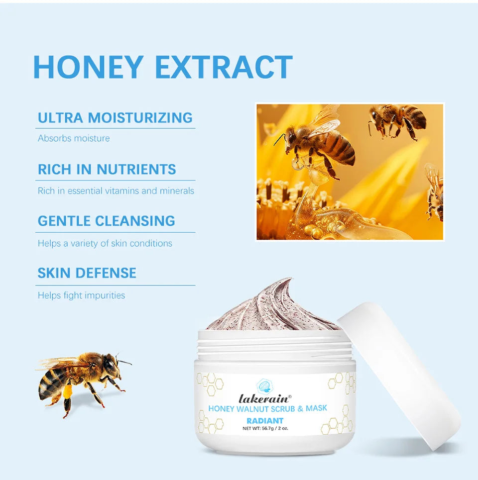 Honey Walnut Facial Scrub: Natural Exfoliating Mask Cream by Tidesmit Scrubs Treatments Tidesmit