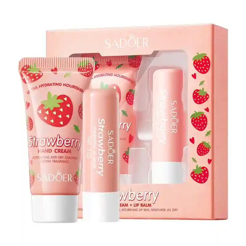 Avocado Nourishing Hand Cream & Lip Balm Set for Dry Skin Repair Lip Care Strawberry Tidesmit