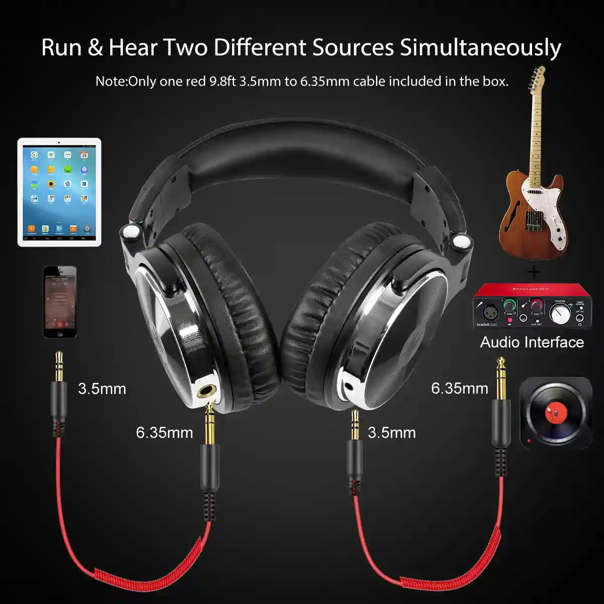 Over-Ear Wired Studio Monitor Headphones with Mic - Tidesmit Tidesmit