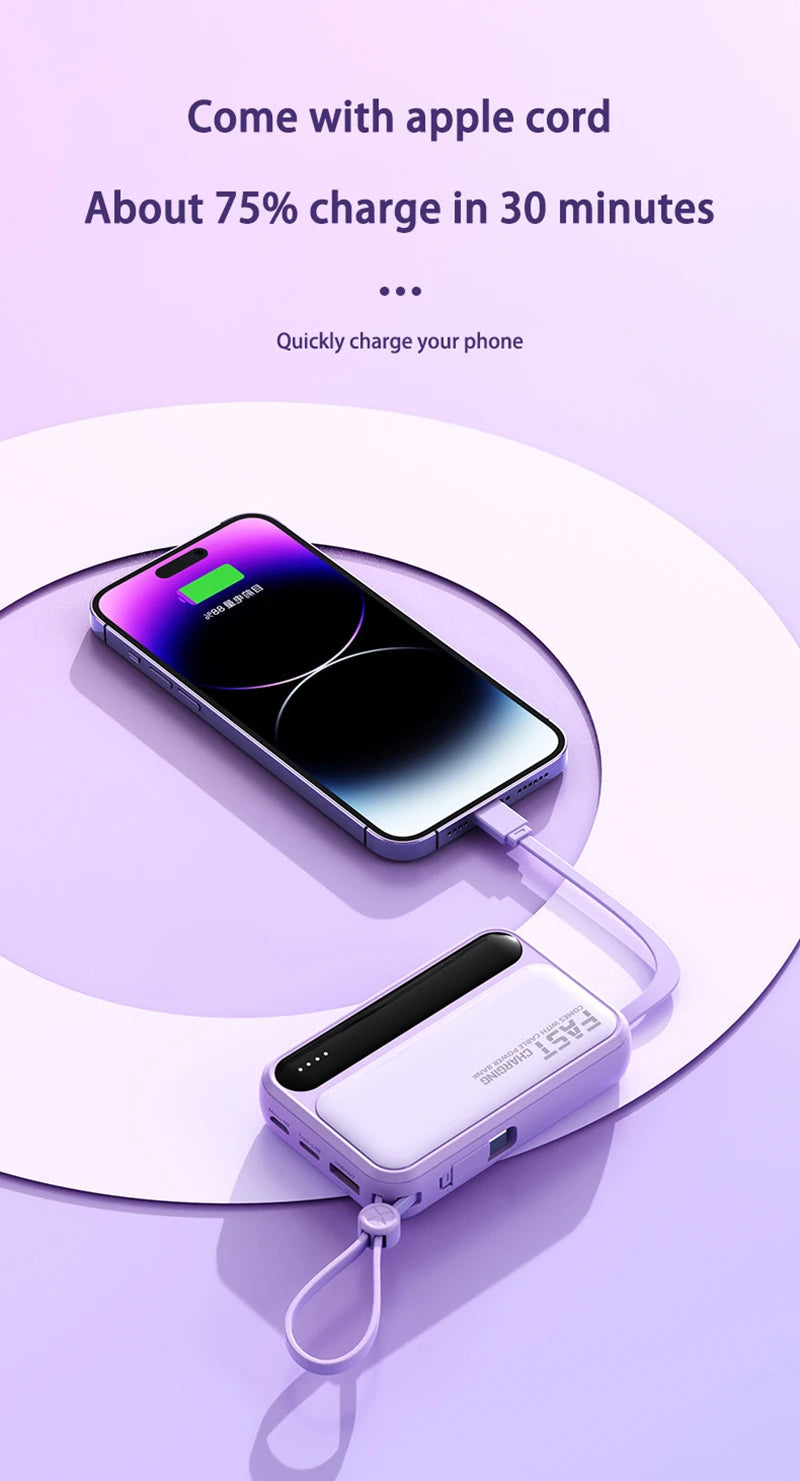 Portable Power Bank with Built-in Cables - Fast Charging 50000mAh Tidesmit