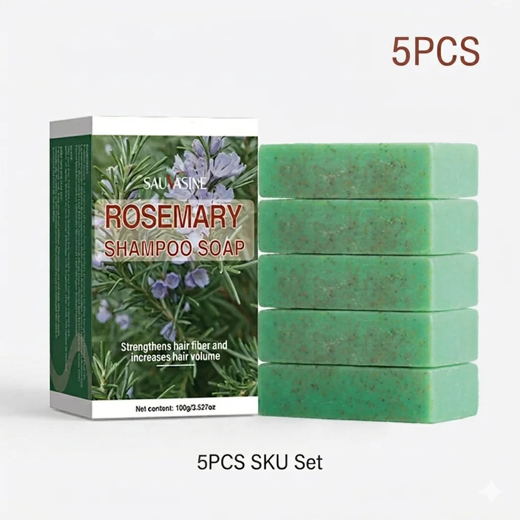 1/3/5PCS Rosemary Essential Oil Shampoo Soap 100g Deep Clean Refreshing Hair Care Bar Increases Hair Volume Moisturizing Soap