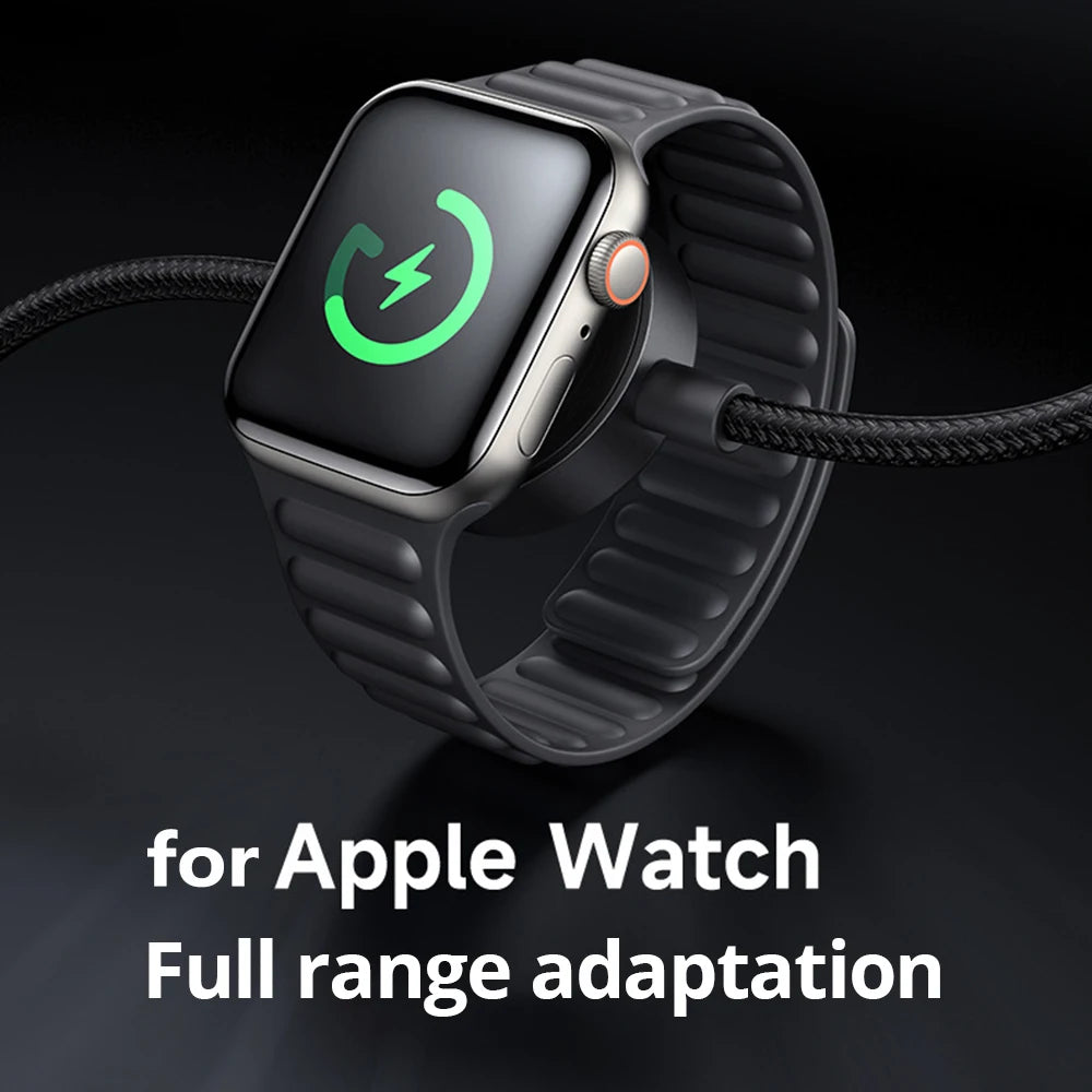 2-in-1 Wireless Charger for iPhone & Apple Watch | Qi Certified 1.2m Black Tidesmit