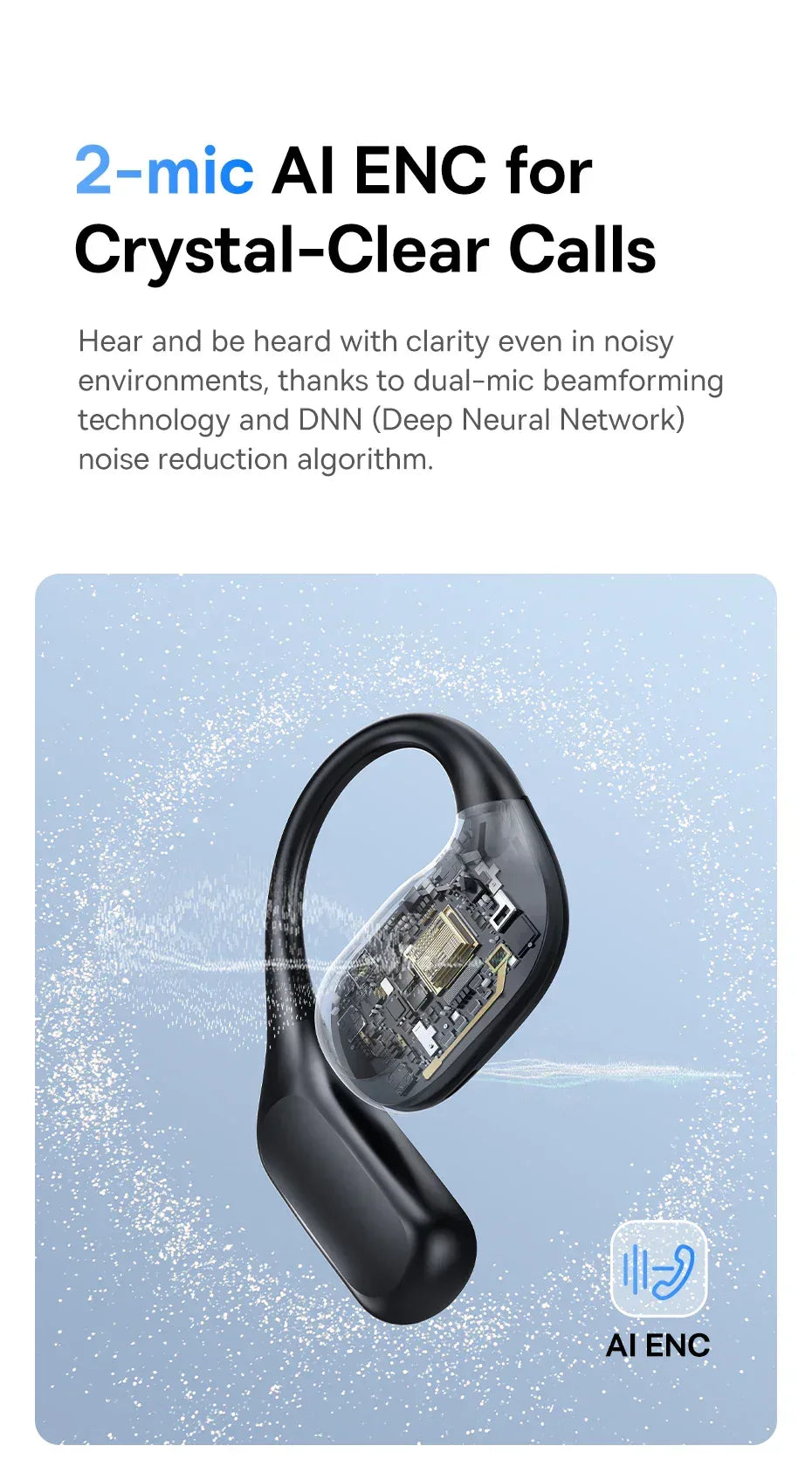 Tidesmit Open-Ear Wireless Sports Earbuds - Bluetooth Black/White Tidesmit