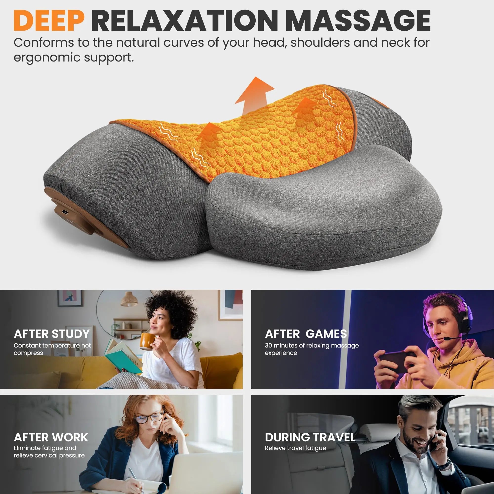 Electric Neck Massager with Heat and Traction - Tidesmit Wellness Relaxation Treatment Tidesmit