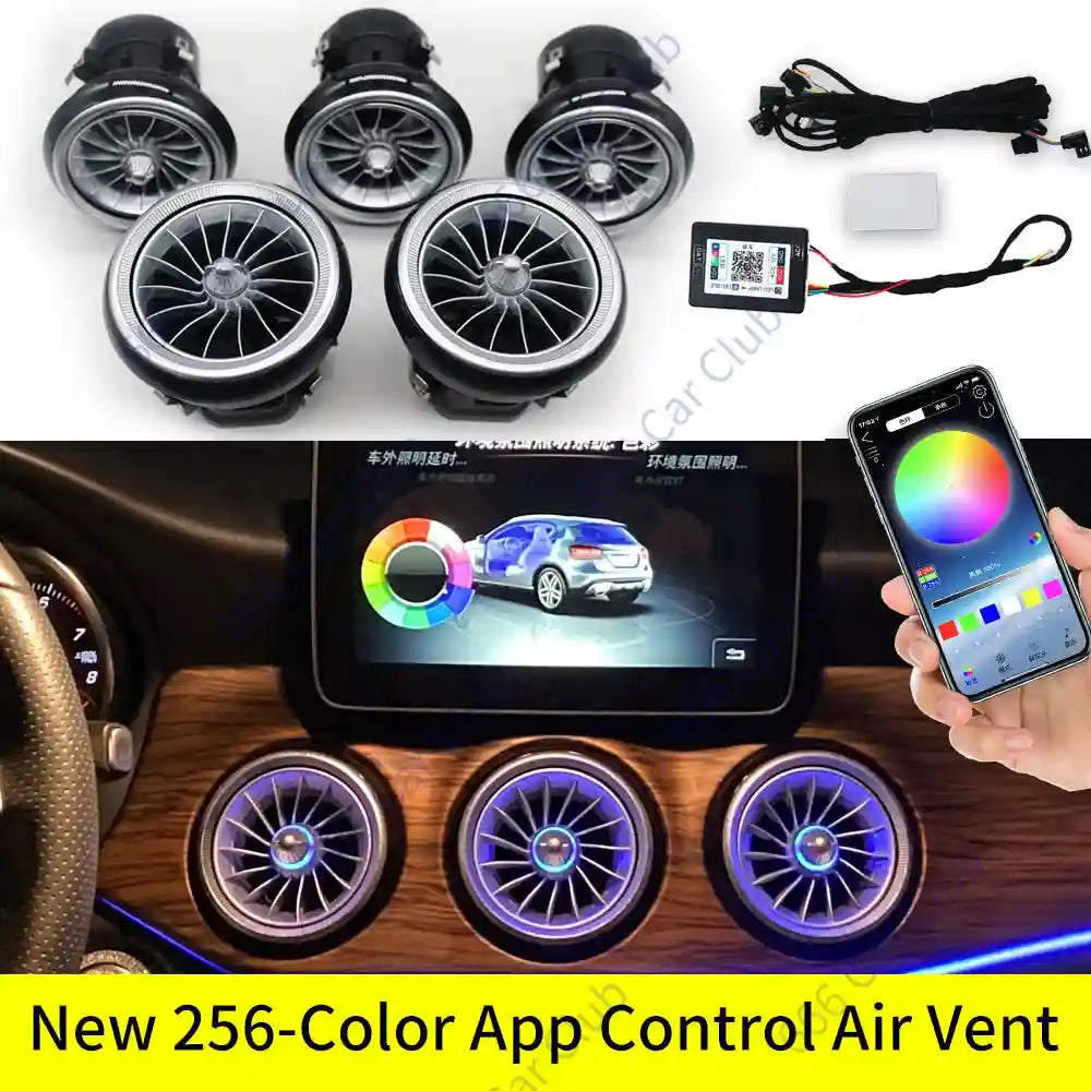 Mercedes-Benz Ambient LED Turbine Vents, 12-Color Interior Lighting Kit EQS APP Control Vent CN Tidesmit