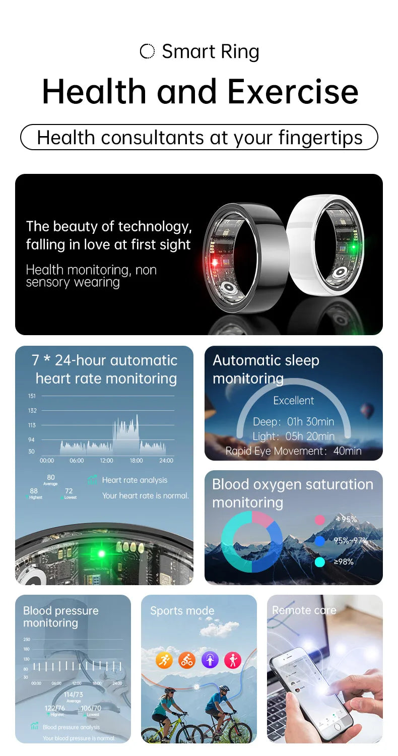 Tidesmit Smart Health Ring - Biometric Fitness Tracker with Sleep Monitor Tidesmit