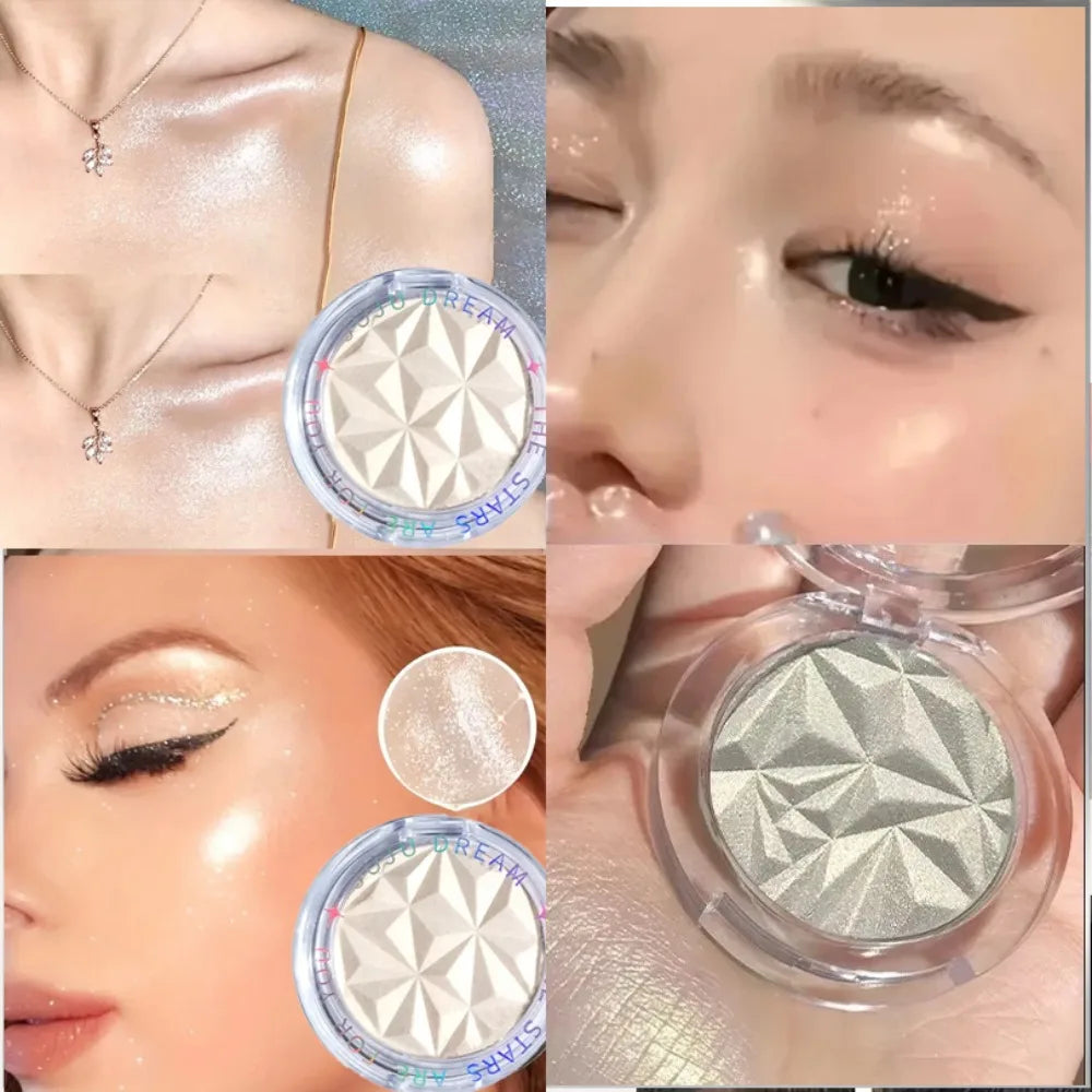 Tidesmit dual tone highlighter palette showing 3D shimmer and matte contour powder texture close-up for face makeup