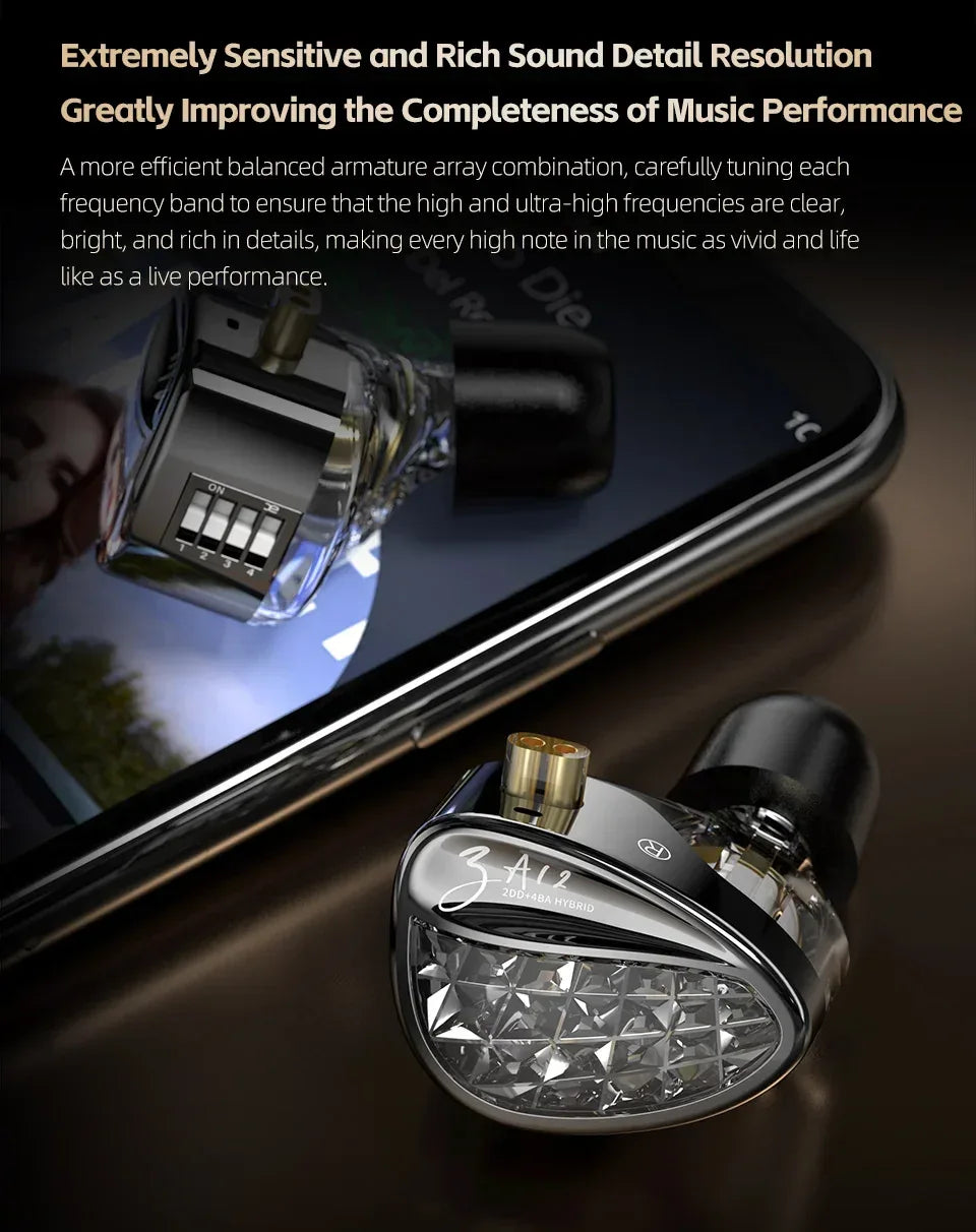 Wired Hybrid In-Ear Monitor Headphones with Dual Tuning by Tidesmit Tidesmit