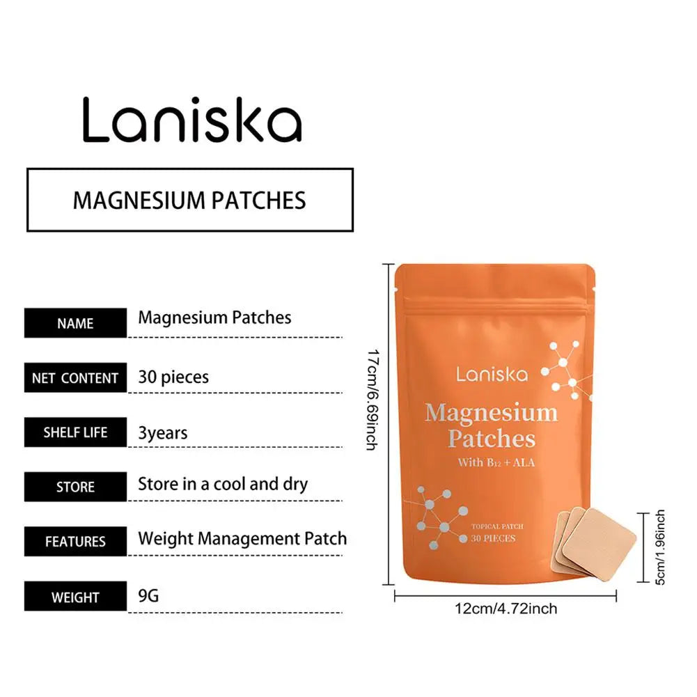 30Pcs Magnesium Multi-Vitamin Patch for Metabolism Boost Appetite Support Transdermal B12 Vitamin E Complex for Weight Managemen