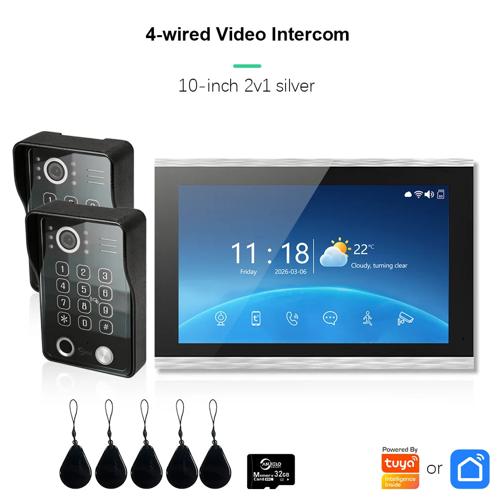 ANJIELO Doorbell Video Intercom System 5IN1 Unlock Tuya Smart Digital Frame Background Music Detection Preview NEW 2026