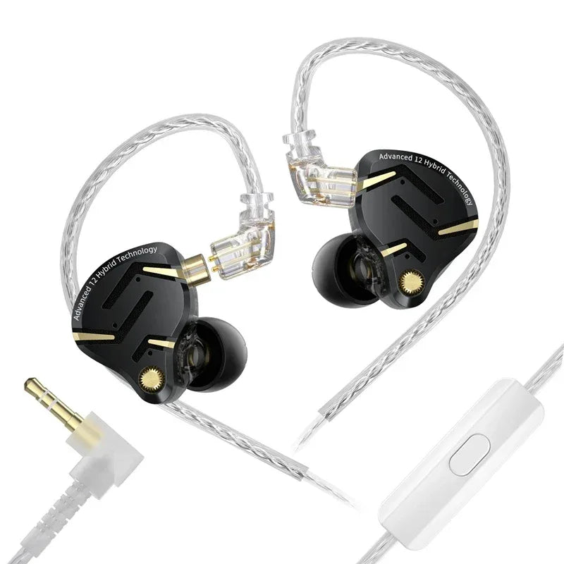 Wired Hybrid IEM Earphones HiFi Bass Gaming Audio | Tidesmit black with mic Tidesmit