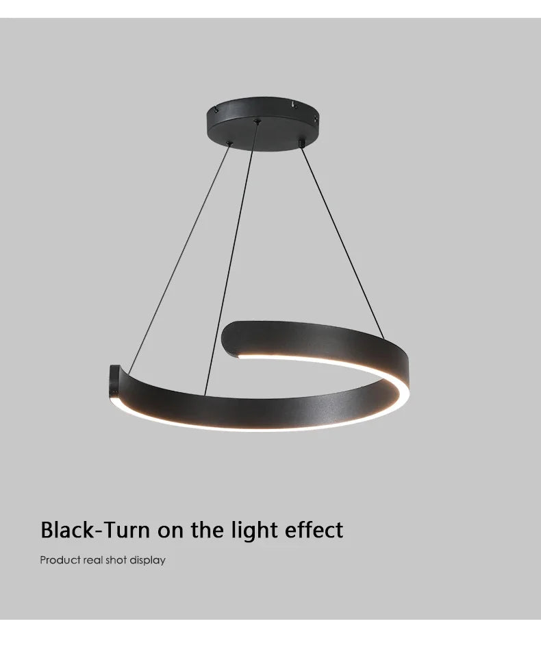 Modern LED Ring Ceiling Chandelier 60cm Black - Minimalist Decor Tidesmit