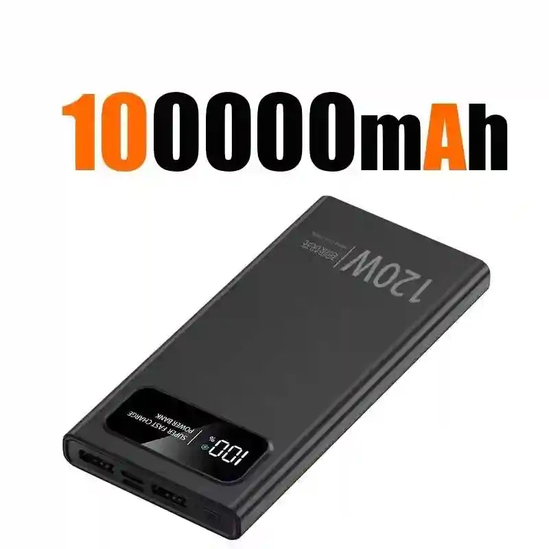 Tidesmit 200000mAh Power Bank - 120W Fast Charging Portable Battery Black 100000mah Tidesmit